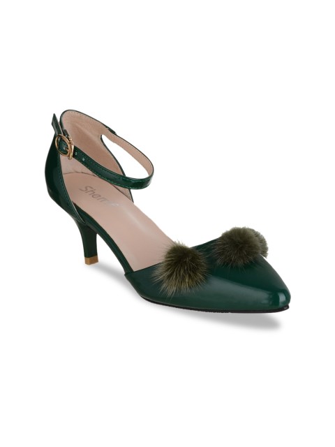 

Sherrif Shoes Women Green Solid Pumps