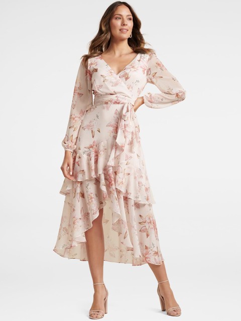

Forever New Women Pink Printed Wrap Dress