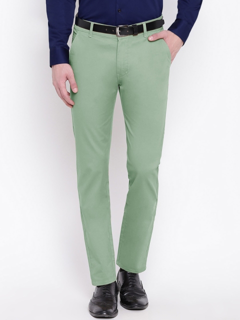 

Hancock Men Green Slim Fit Solid Regular Trousers