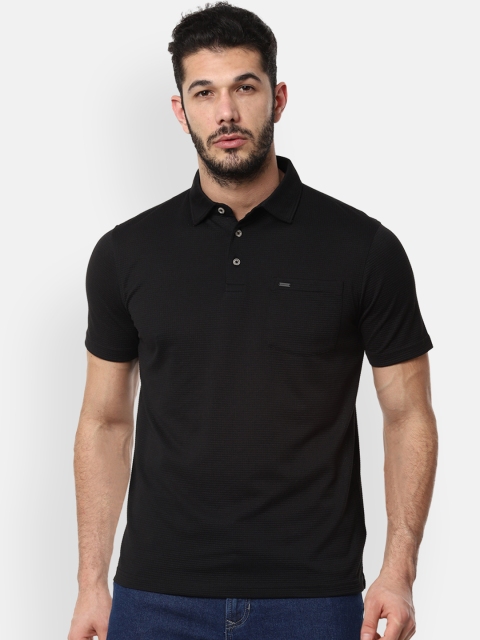 

Van Heusen Sport Men Black Self Design Polo Collar T-shirt