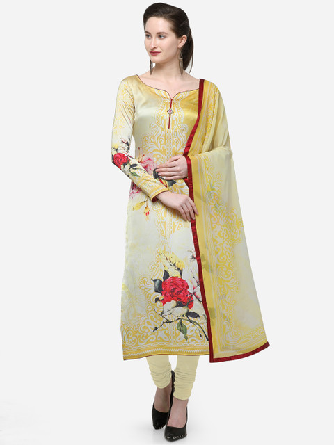 

Stylee LIFESTYLE Women Yellow Printed Unstitched Dress Material