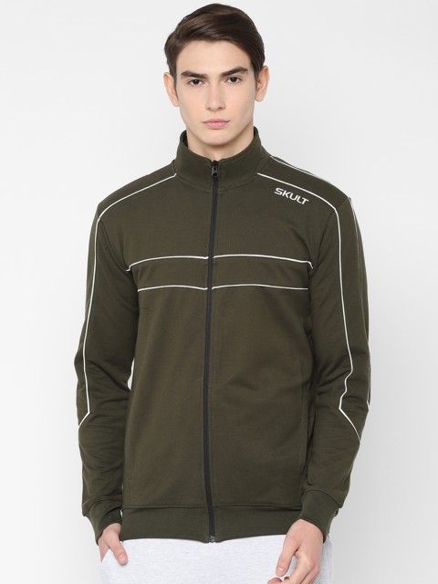 

SKULT by Shahid Kapoor Men Olive Green Solid Sweatshirt