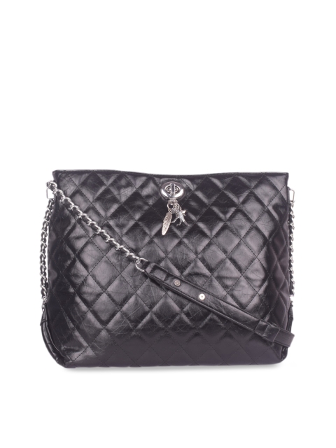 

Bagkok Black & Black Textured Sling Bag