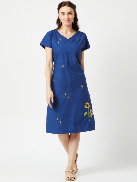 

The Wishing Chair Women Blue Printed A-Line Dress