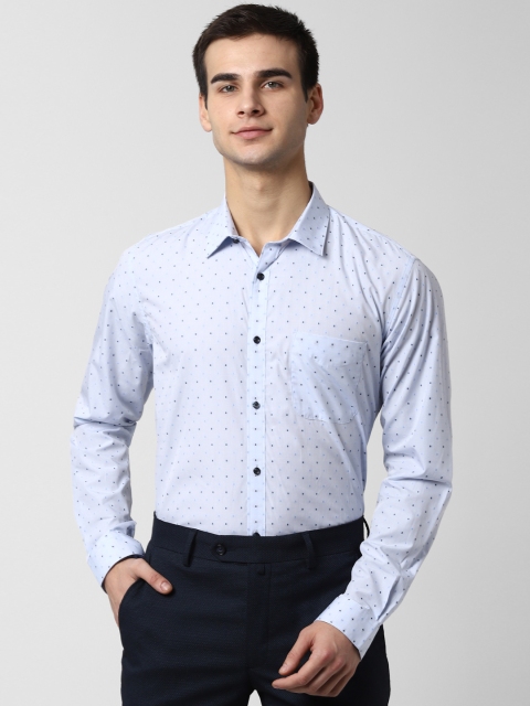 

Peter England Men Blue Regular Fit Printed Semiformal Shirt
