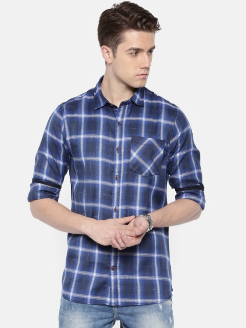 Scarlet Creations Men Blue Classic Slim Fit Checked Casual Shirt