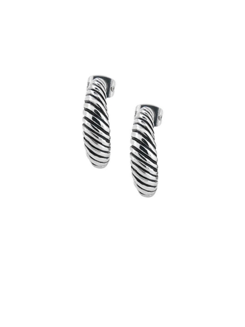 

Inox Jewelry Silver-Toned Crescent Shaped Half Hoop Earrings