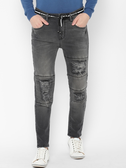 

SKULT by Shahid Kapoor Men Grey Regular Fit Mid-Rise Highly Distressed Stretchable Jeans