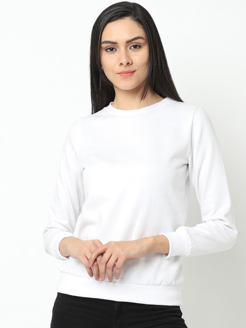

Rigo Women White Solid Sweatshirt