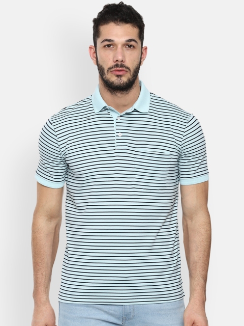 

Van Heusen Sport Men Blue Striped Polo Collar T-shirt