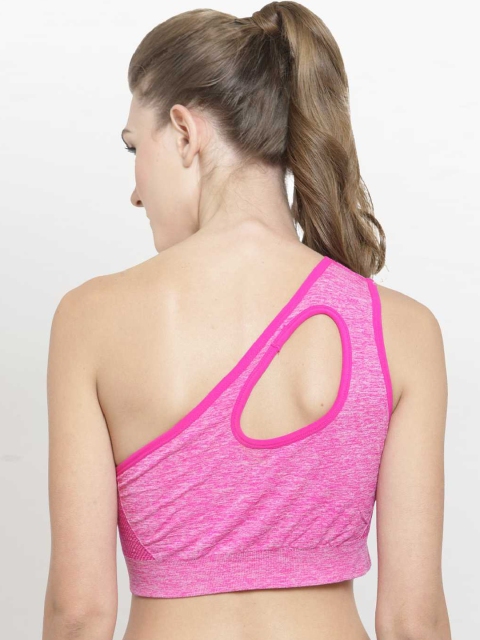 

Quttos Pink Solid Non-Wired Lightly Padded Sports Bra