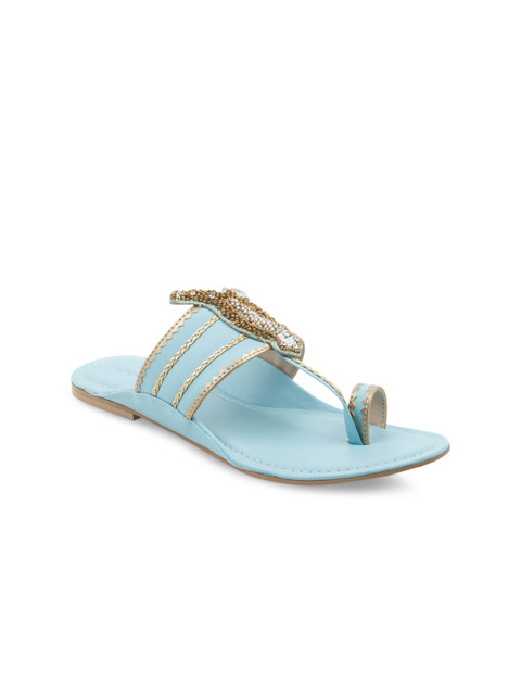 

London Rag Women Blue Embellished One Toe Flats