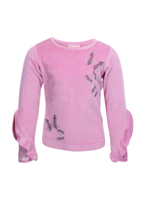 

CUTECUMBER Girls Pink Embellished Knitted Top