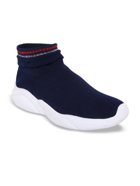 

Lancer Men Navy Blue Woven Design Synthetic Mid-Top Slip-On Sneakers