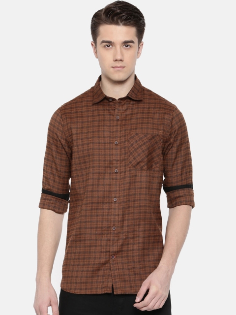 

Scarlet Creations Men Brown Classic Slim Fit Checked Casual Shirt