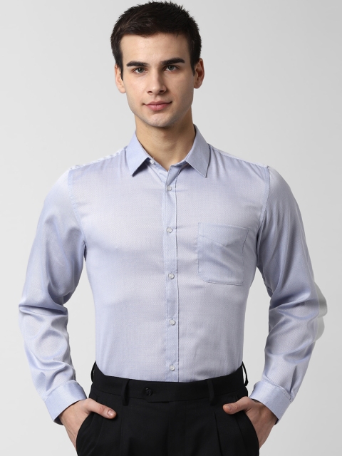 

Peter England Men Blue Slim Fit Self Design Semiformal Shirt