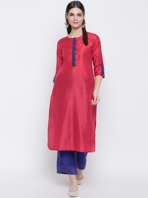 

Shakumbhari Women Red & Blue Solid Kurta with Palazzos