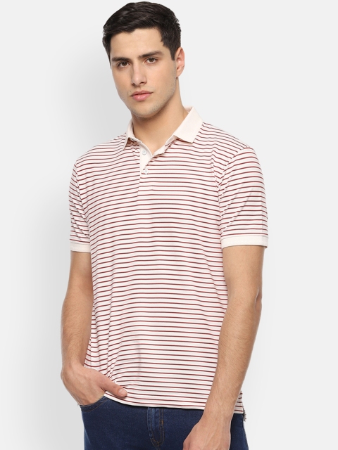 

Van Heusen Sport Men White & Red Striped Polo Collar T-shirt