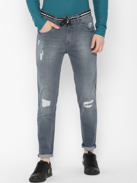 

SKULT by Shahid Kapoor Men Grey Regular Fit Mid-Rise Mildly Distressed Stretchable Jeans