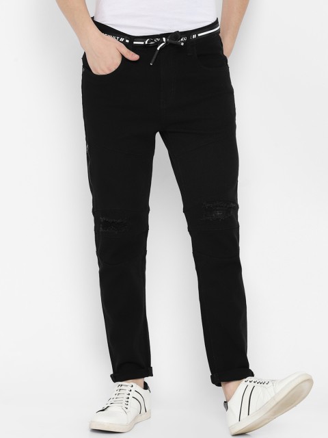 

SKULT by Shahid Kapoor Men Black Regular Fit Mid-Rise Mildly Distressed Stretchable Jeans