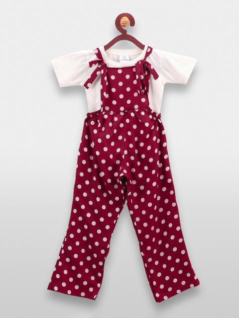 

LilPicks Girls Maroon & Off-White Clothing Set