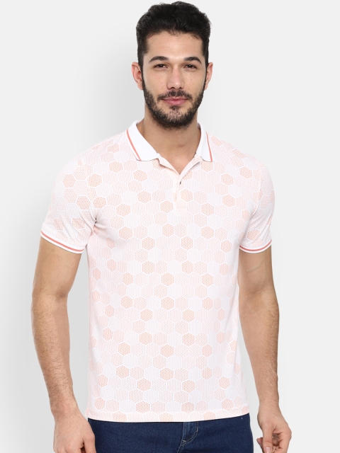Van Heusen Men White Printed Polo Collar T-shirt