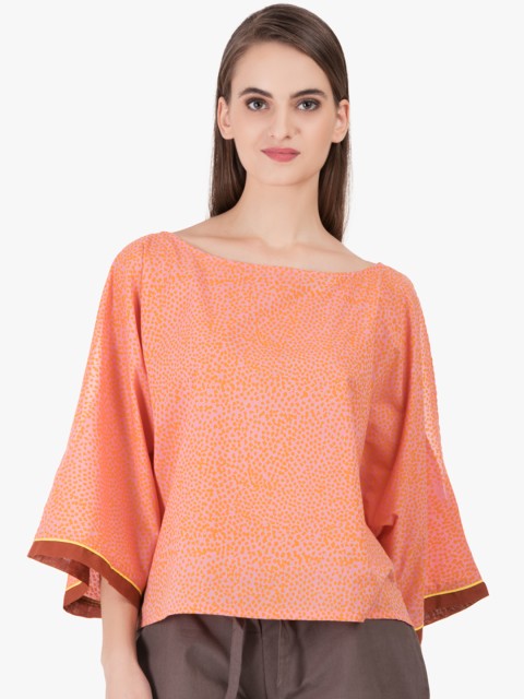 

GRASS by Gitika Goyal Women Pink Printed Kaftan Top
