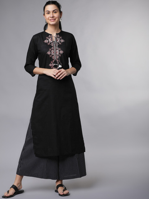 

Vishudh Women Black Yoke Design Kurta with Palazzos