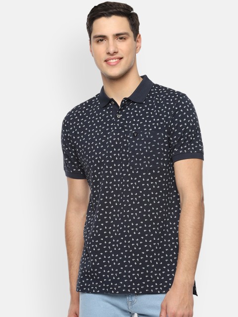 

Van Heusen Sport Men Navy Blue Printed Polo Collar Pure Cotton T-shirt