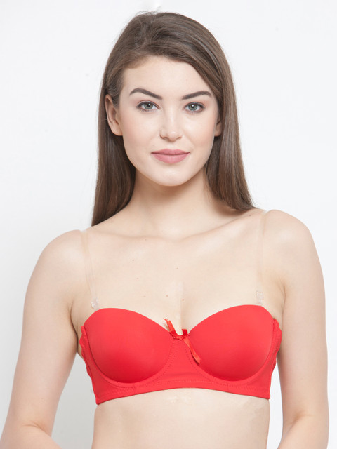 

Quttos Red Solid Underwired Lightly Padded Push-Up Bra