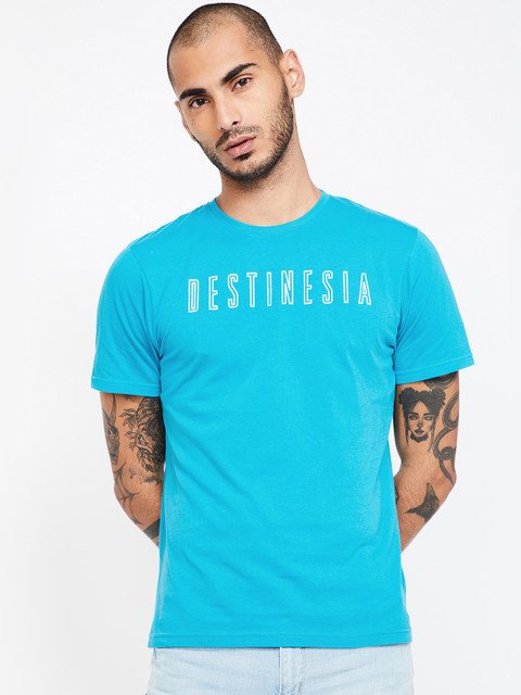 

Fame Forever by Lifestyle Men Teal-Blue Printed Round Neck T-shirt