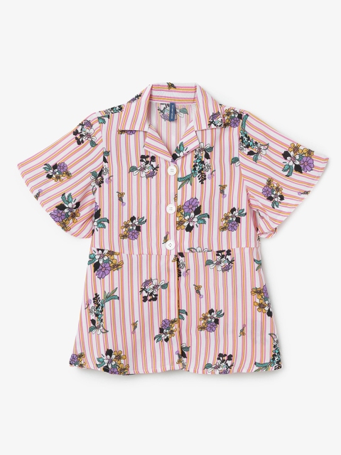 

Fame Forever by Lifestyle Girls Red & White Printed Shirt Style Top