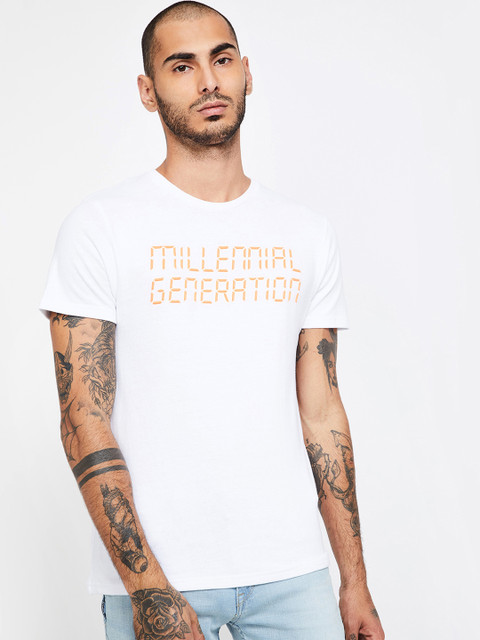 

Bossini Men White Printed Round Neck T-shirt