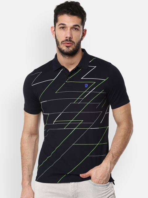 

Van Heusen Sport Men Navy Blue Striped Polo Collar T-shirt
