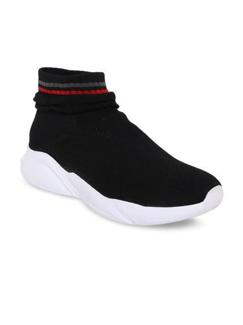 

Lancer Men Black Woven Design Synthetic Mid-Top Slip-On Sneakers
