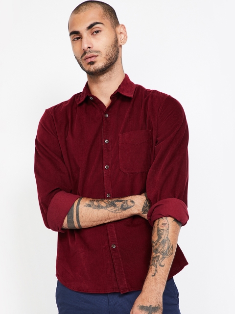 CODE by Lifestyle Men Maroon Regular Fit Solid Casual Shirt