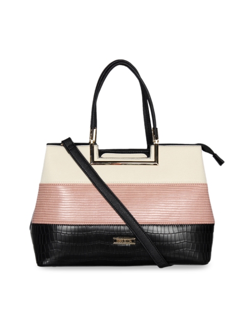 

ESBEDA Black & Cream-Coloured Colourblocked Handheld Bag