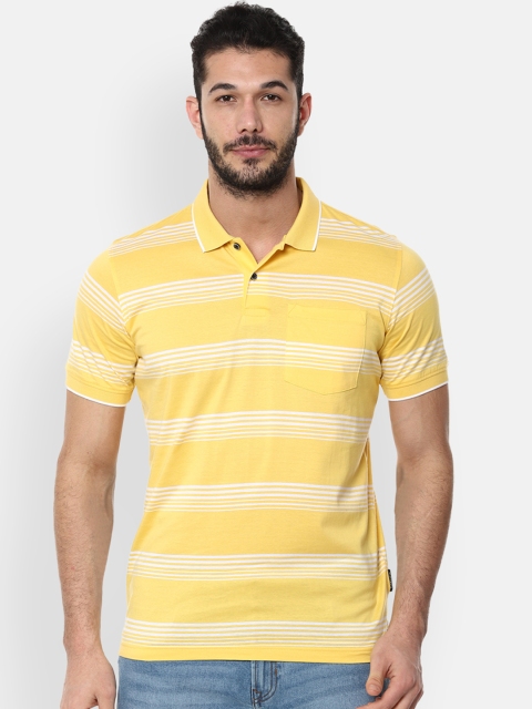 

Van Heusen Sport Men Yellow Striped Polo Collar Pure Cotton T-shirt