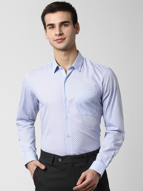 

Peter England Men Blue Printed Slim Fit Formal Shirt