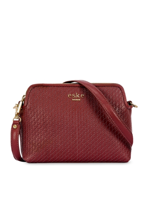 

Eske Maroon Solid Sling Leather Bag