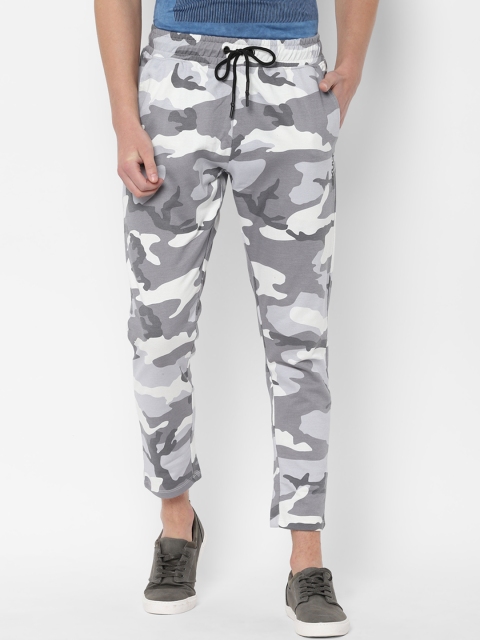 

SKULT by Shahid Kapoor Men Grey & White Camouflage Straight-Fit Track Pants