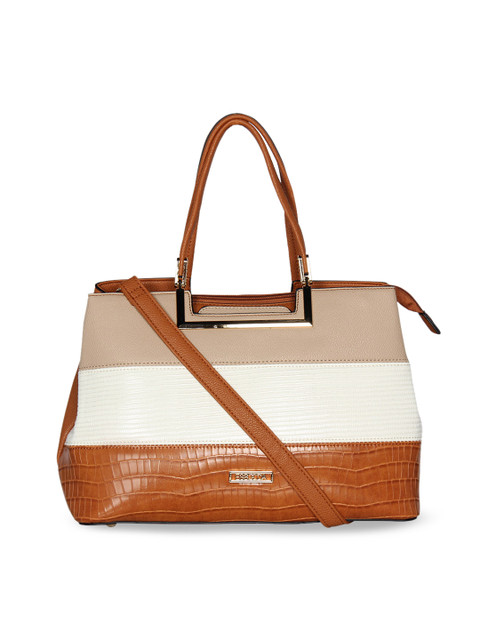 

ESBEDA Brown & White Colourblocked Handheld Bag