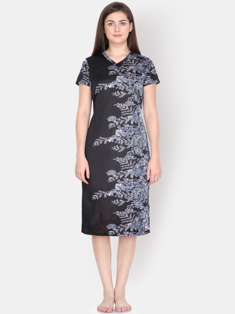 

Klamotten Black Printed Nightdress