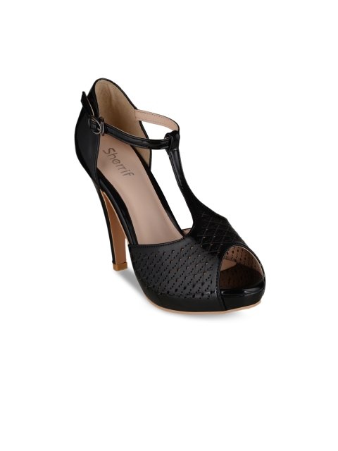 

Sherrif Shoes Women Black Textured Stilettos