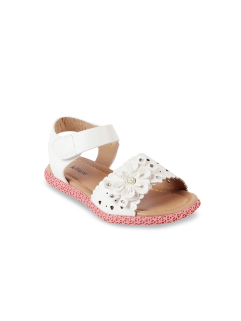 

Kittens Girls White Embellished Open Toe Flats