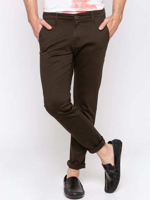 

SPYKAR Men Brown Slim Fit Solid Regular Trousers