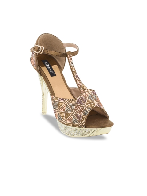 

Sherrif Shoes Women Copper-Toned & Blue Embellished Stilettos
