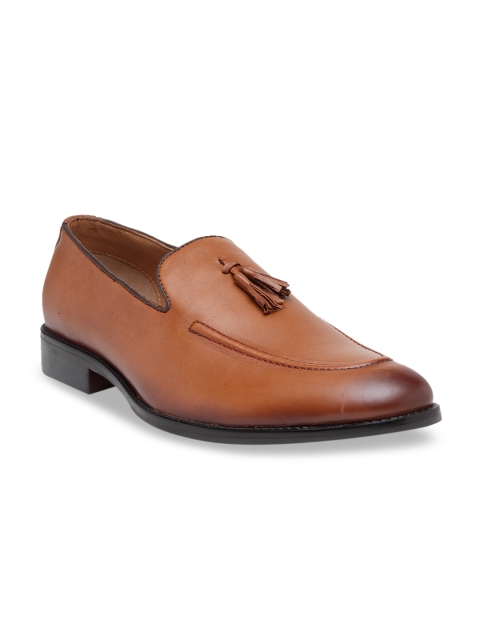 

TREEMODA Men Tan Brown Solid Leather Formal Slip-Ons