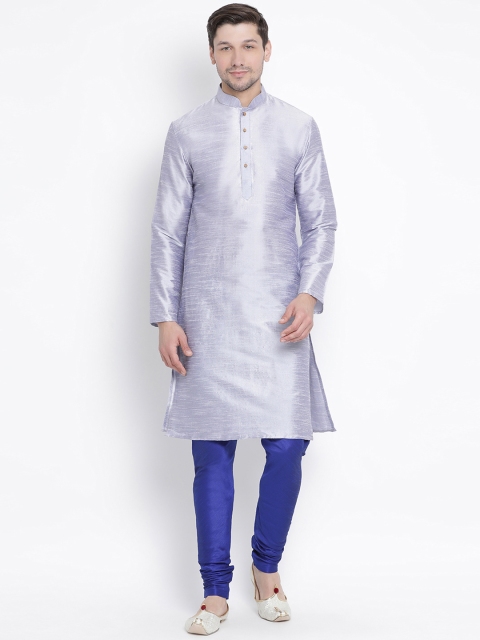 

VASTRAMAY Men Purple & Blue Solid Kurta with Churidar