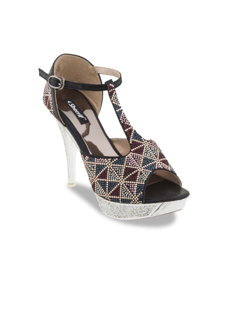 

Sherrif Shoes Women Multicoloured Embellished Peep Toes, Multi